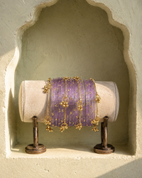 Noori Lavender Kashmiri Bangle Set (12 Coloured & 4 Gold Bangles)