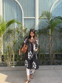 Hania Black Floral Cotton Kurta Set