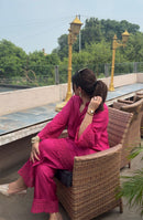 Zeba Rani Pink Viscose Dupion Silk Coord Set