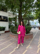 Zeba Rani Pink Viscose Dupion Silk Coord Set