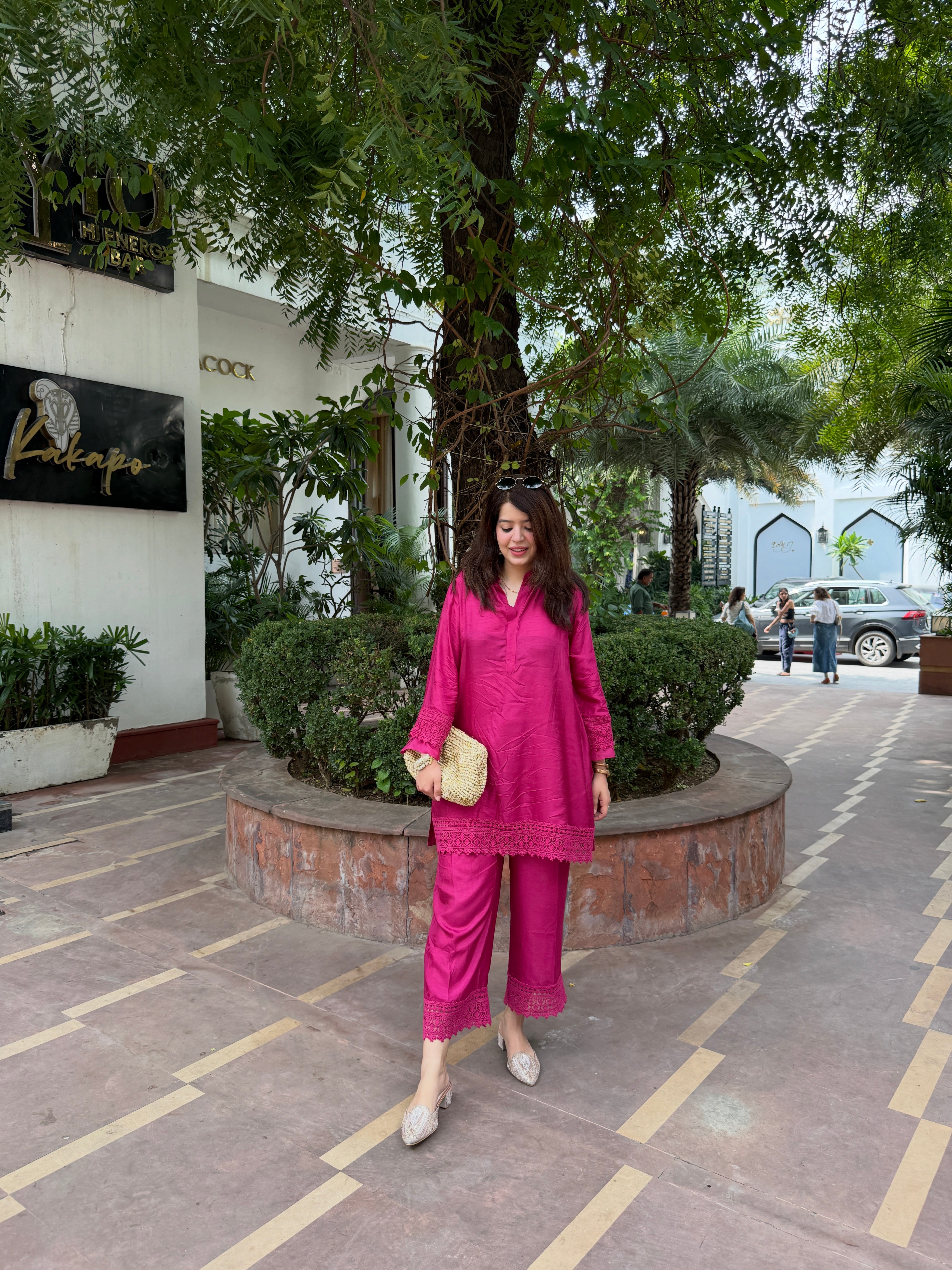 Zeba Rani Pink Viscose Dupion Silk Coord Set