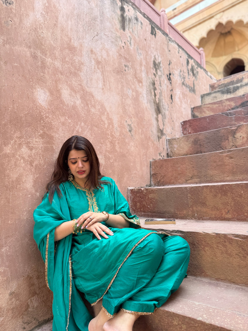 Adaa Turquoise Green Suit Set with Dupatta