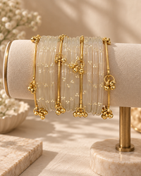 Noori Grey Kashmiri Bangle Set (12 Coloured & 4 Gold Bangles)