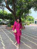 Zeba Rani Pink Viscose Dupion Silk Coord Set
