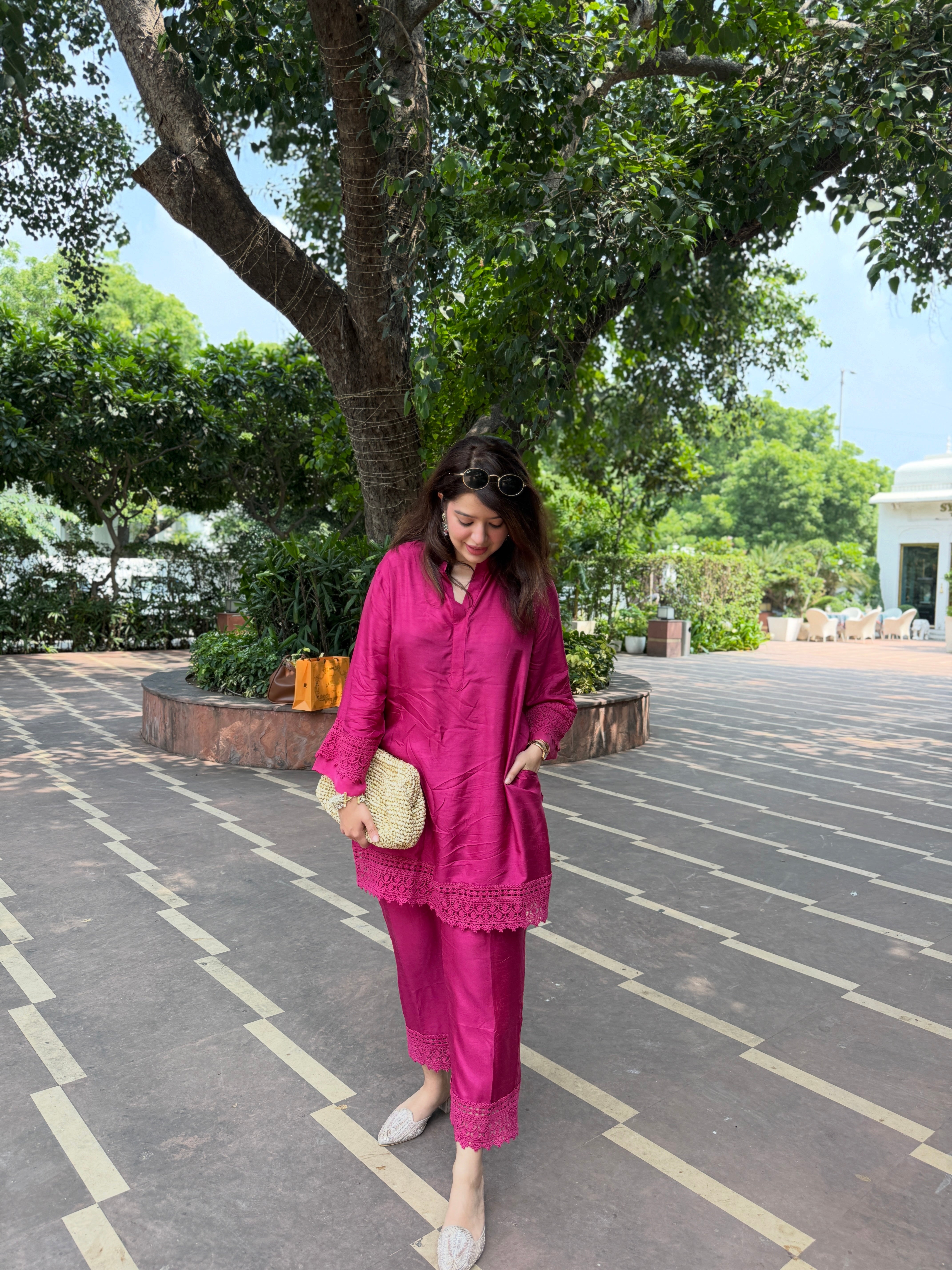 Zeba Rani Pink Viscose Dupion Silk Coord Set