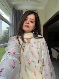 Rida White Floral Embroidered Suit Set