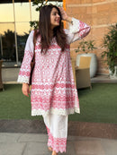 Gulnaar Red And White Co-ord Set