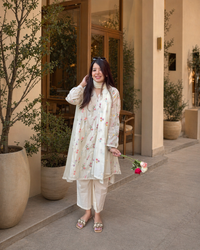 Rida White Floral Embroidered Suit Set