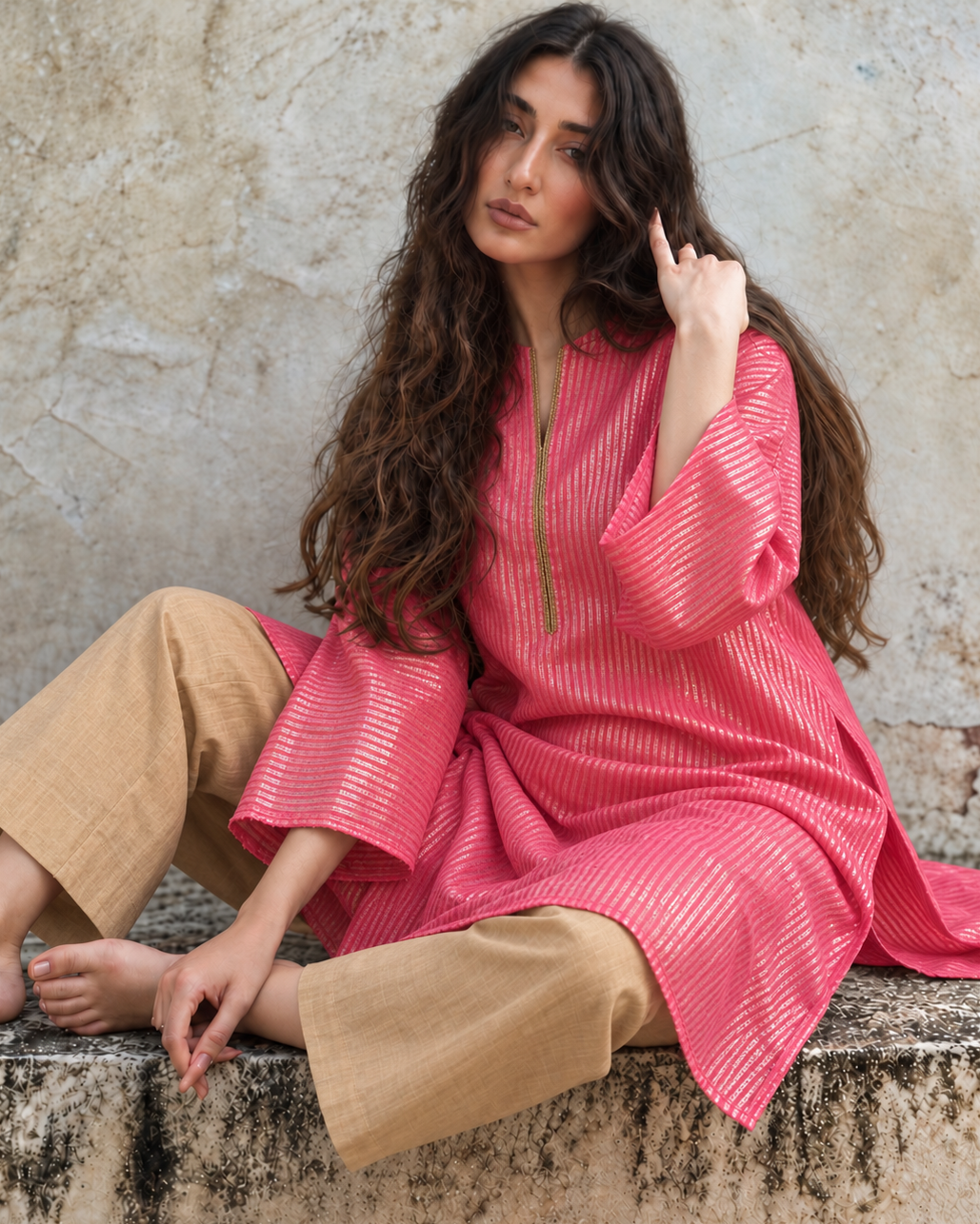 Aiza Pink & Gold Striped Tissue Set