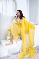 Aafreen Yellow Kurta Set with Organza Dupatta